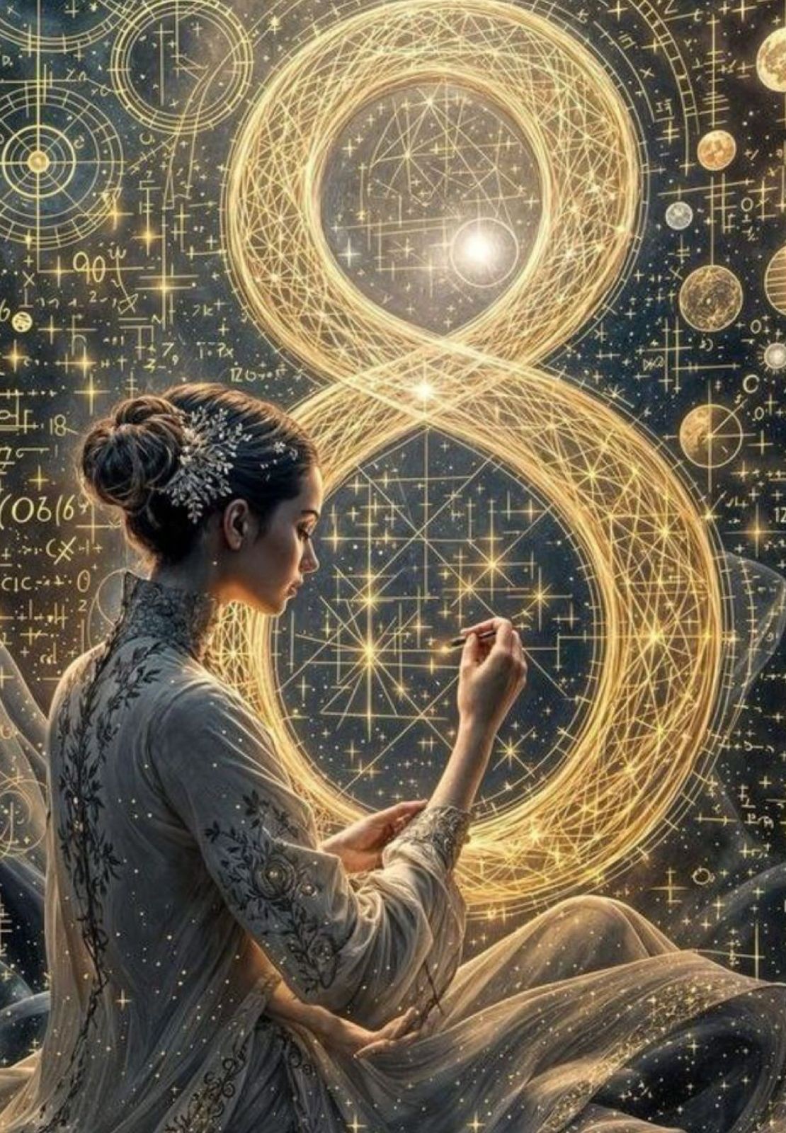 Ilustración mística representando la alquimia del método